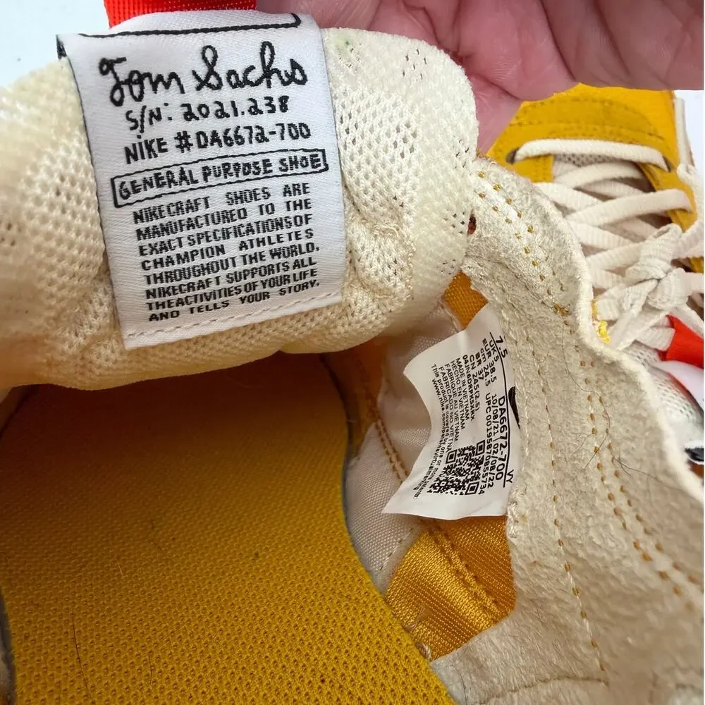 Tom Sachs x NikeCraft General Purpose Shoe Yellow Sneaker Women's 7.5